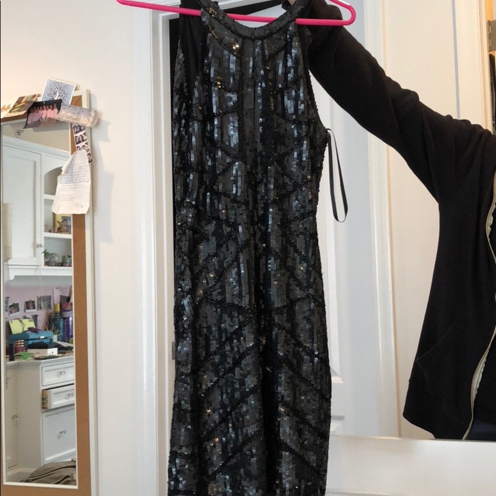 Parker Black and Silver Sequin Mini Dress